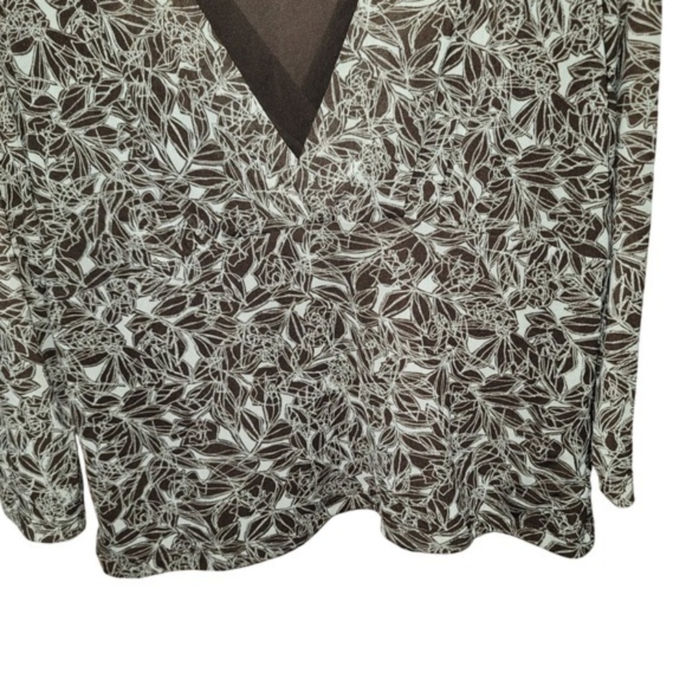 Vintage Y2K 90s Top Women's XL Brown Babydoll Empire Leafy Fairy Cottage Office‎ - Picture 5 of 8